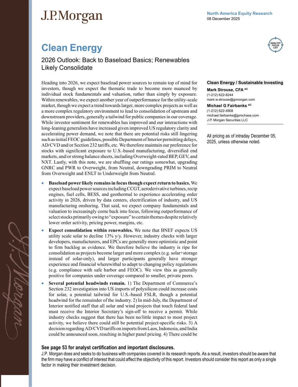 2026年清洁能源行业展望（英文）-摩根大通.pdf_第1页