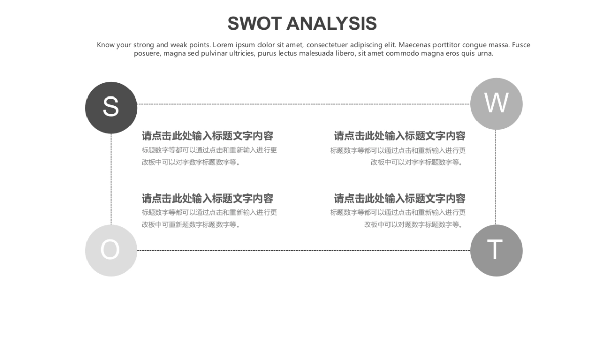 SWOT分析图表(黑灰白 30P PPT)_第5页