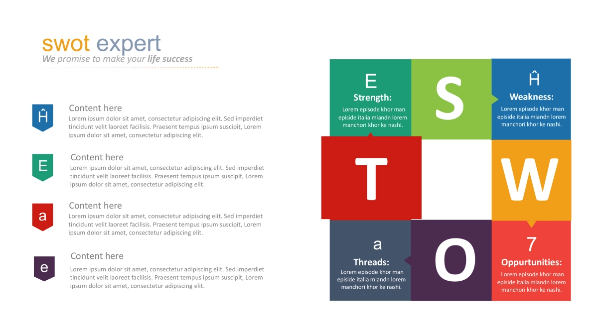 SWOT关系图表（彩色 30P PPT）_第9页
