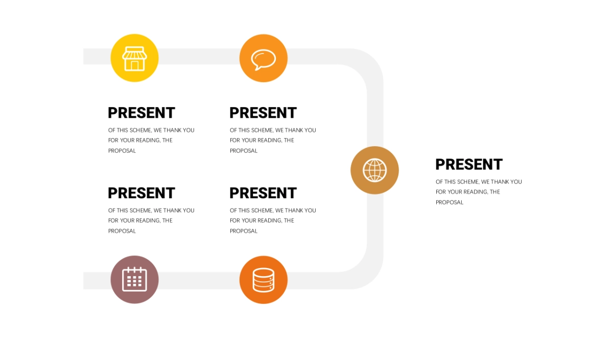 并列关系图表（橙色系 30P PPT）_第3页