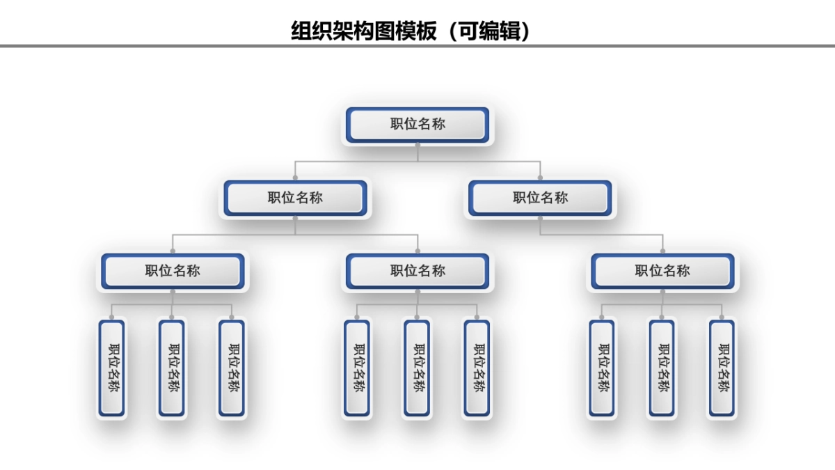 蓝色各类公司部门团队组织架构模板_第1页