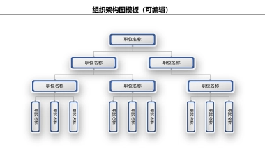 蓝色各类公司部门团队组织架构模板
