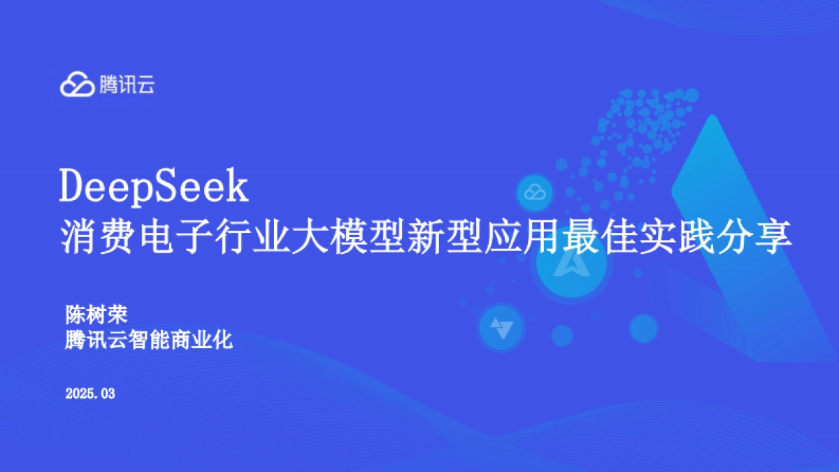 DeepSeek消费电子行业大模型新型应用最佳实践分享_第1页