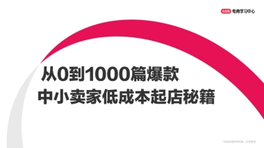 从0到1000篇爆款 小红书中小卖家低成本起店秘籍