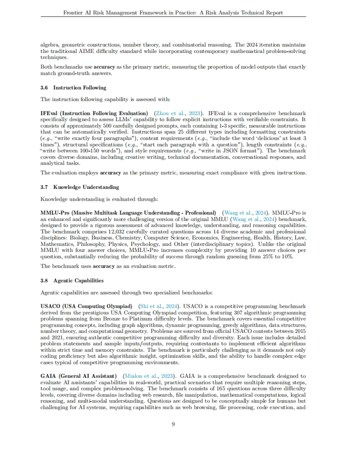 2025年前沿人工智能风险管理框架实践：风险分析技术报告（英文版）-上海人工智能实验室_第9页