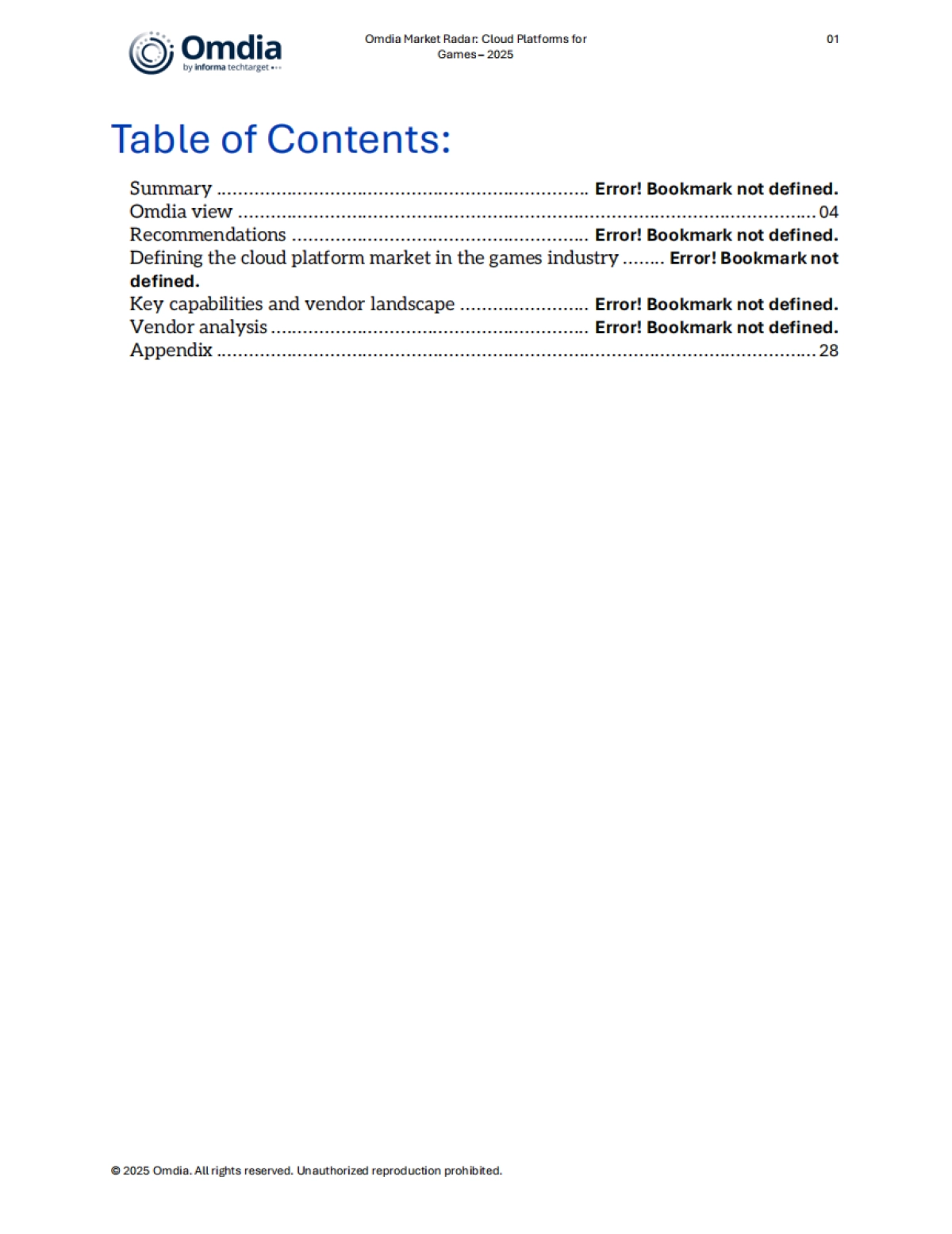 2025年市场雷达：游戏云平台报告-Omdia_第2页