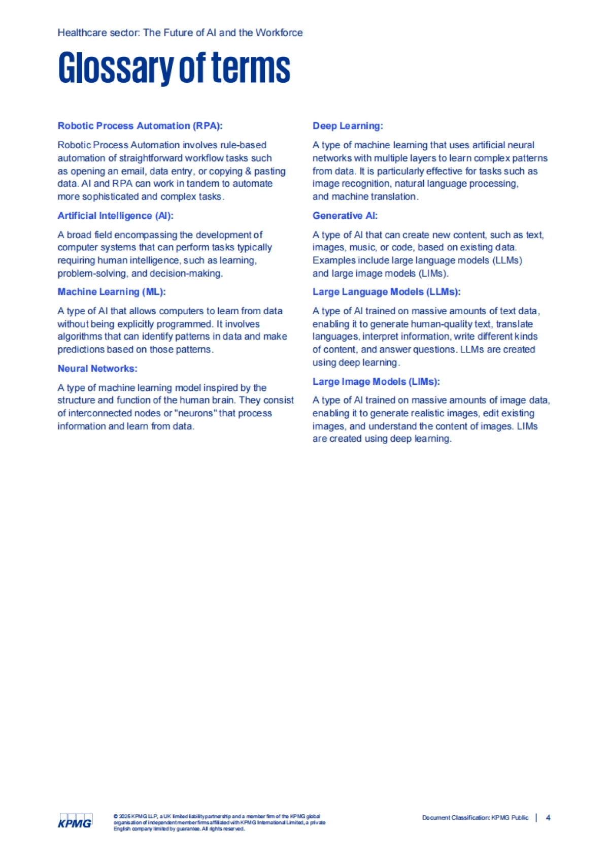 2025年未来AI与劳动力:生成式AI对医疗行业岗位的影响研究报告(英文版)-毕马威_第4页