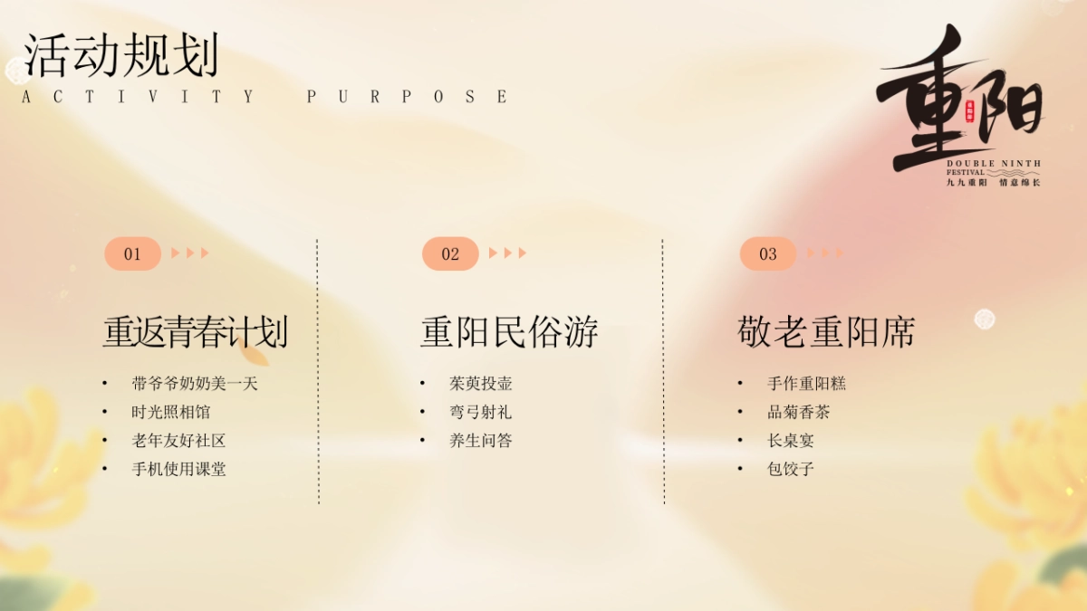 2024重阳节老友记青春计划「老朋友见面会 游园会敬老长桌宴」主题活动策划案_第9页