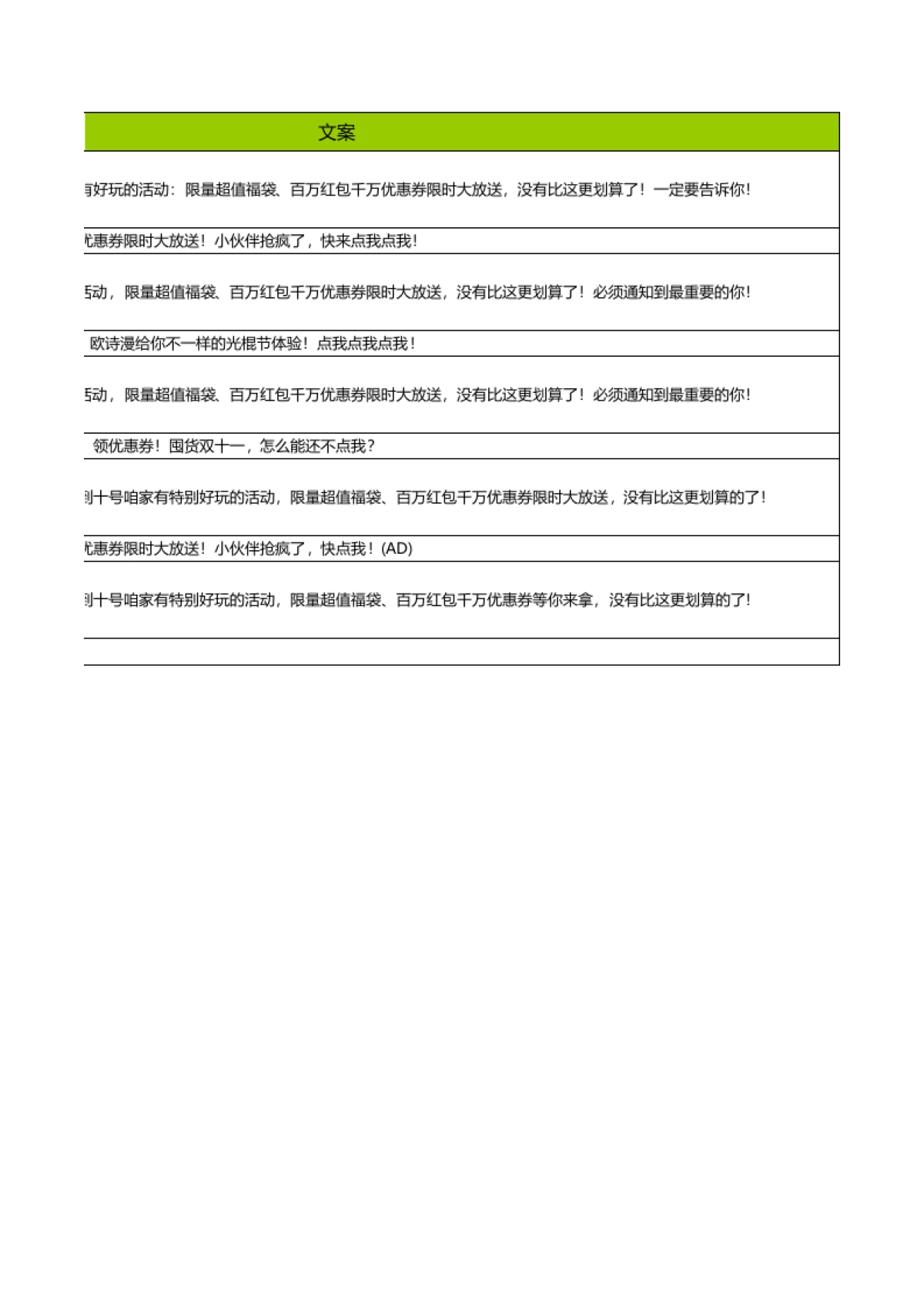 【双11】CRM活动促销短信方案汇总表 (1)_第2页