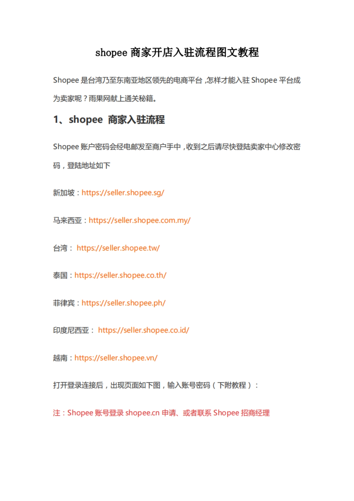 Shopee商家开店入驻SOP_第1页