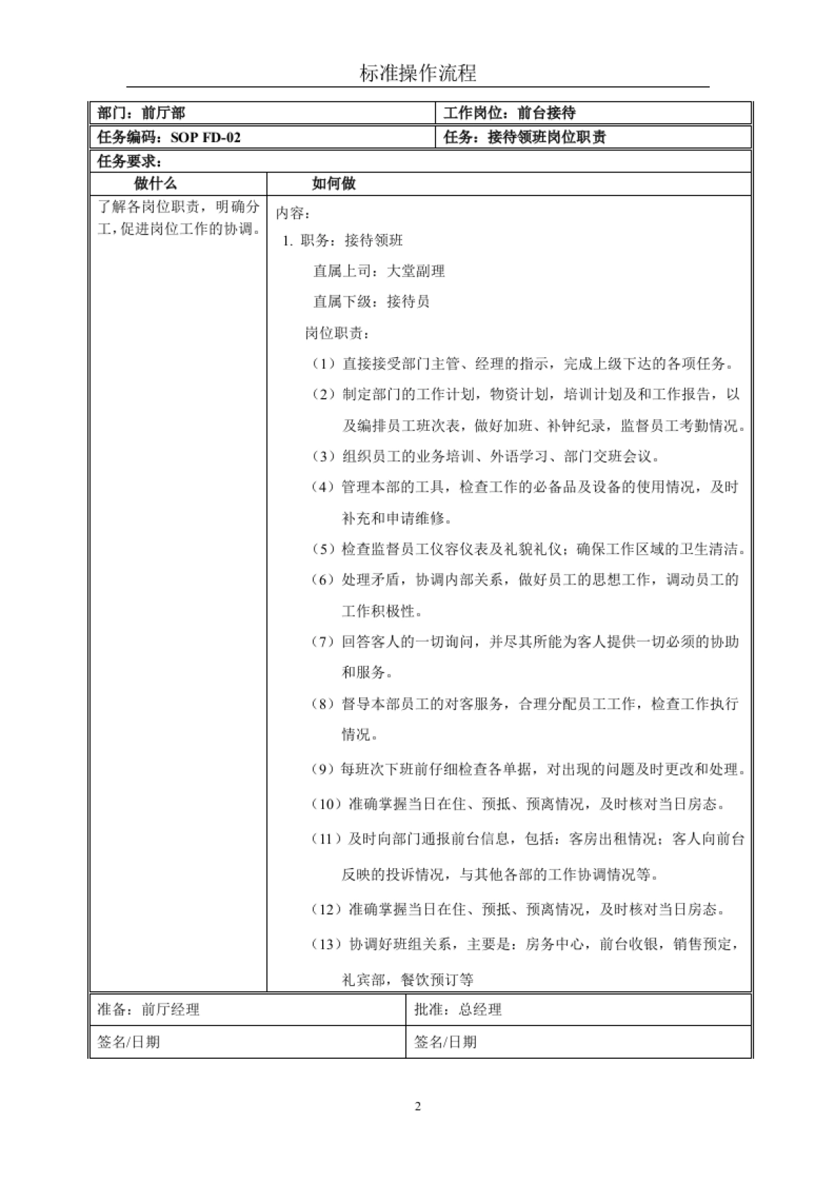 星级酒店标准操作流程SOP-前厅部(前台接待)_第2页