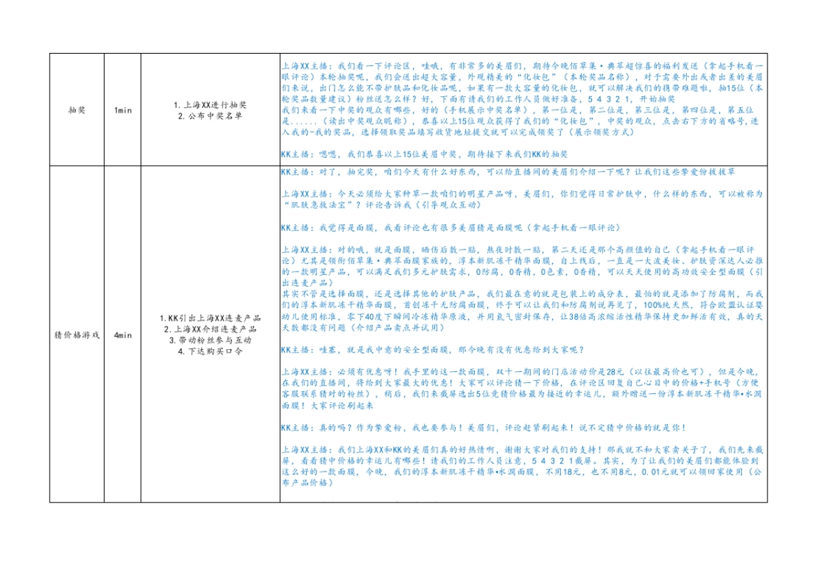 上海XX&KK的连麦脚本&直播清单_第2页
