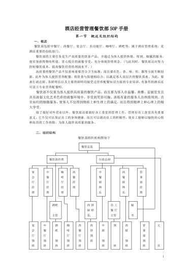 酒店经营管理餐饮部SOP手册之