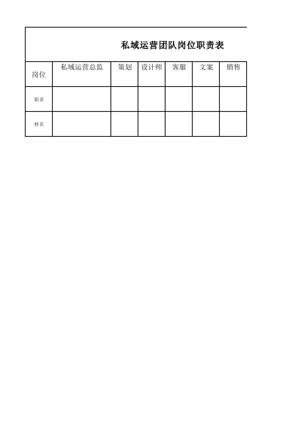 私域流量沙盘盈利系统（22私域运营团队岗位职责表）_第1页