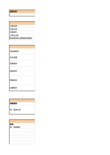 店铺月度自诊模板