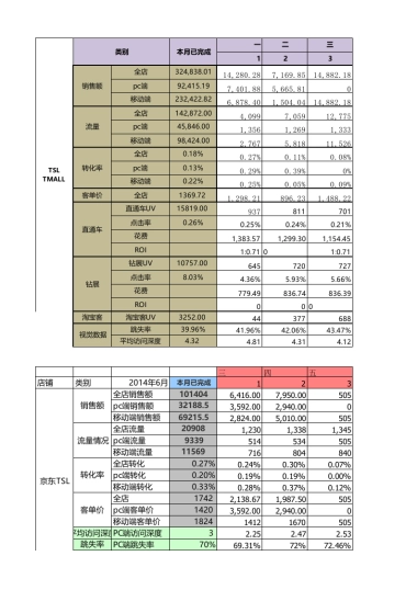 【店铺数据】tsl项目周报表-7月第三周