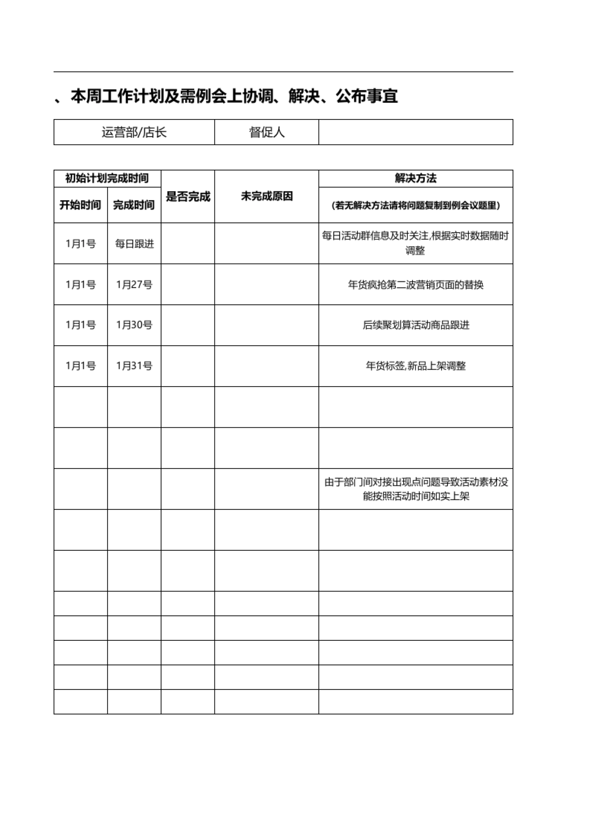 上周总结本周计划月度表_第2页