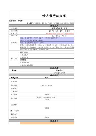 【活动方案】情人节-方案&预算