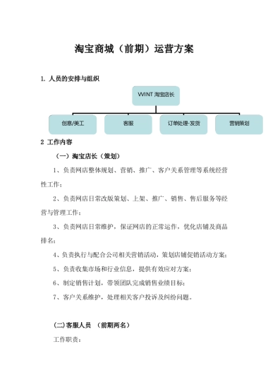 【运营方案】电子商务（前期）运营方案