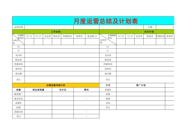 2014最新天猫商城月度运营总结计划表周计划报表盼酷