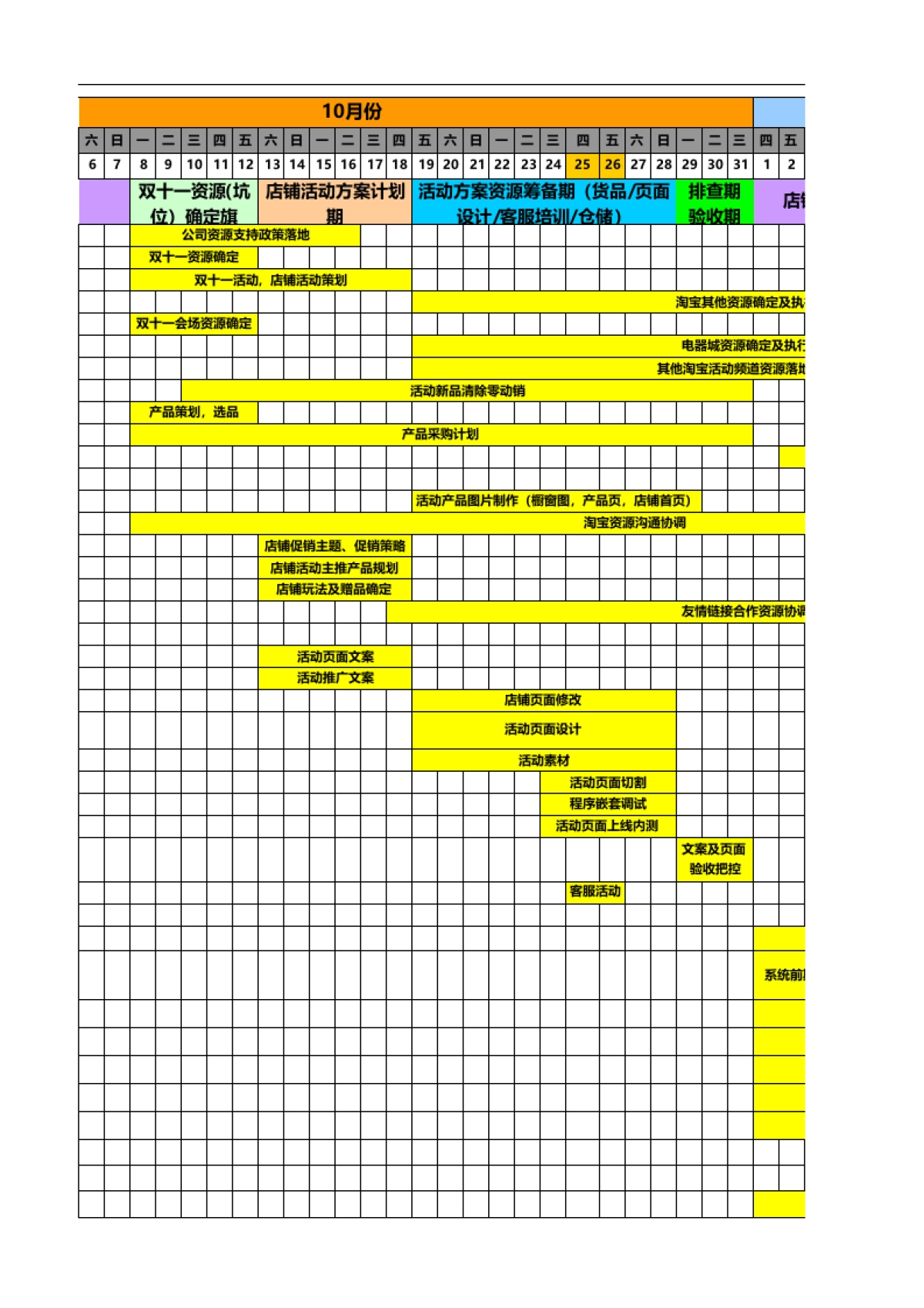【双11】整体活动执行甘特图_第3页