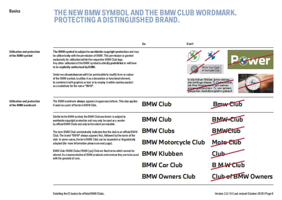 BMW品牌标识 BMW俱乐部外观设计指南CI标准2020_第9页