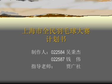上海市全民羽毛球大赛计划书