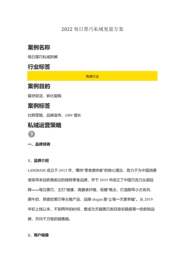 【食品】2022每日黑巧私域复盘方案（社群营销、品牌宣传）