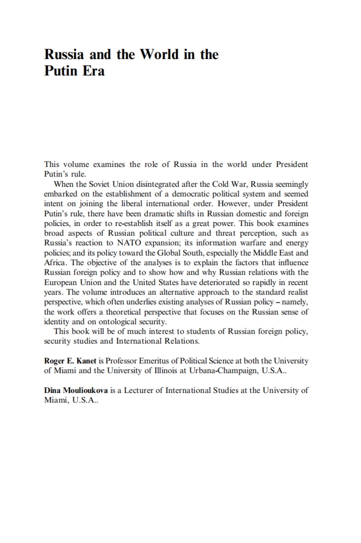2022-普京时代的俄罗斯和世界：俄罗斯的全球战略-从理论到现实（英）-Taylor&Francis-221页_第2页