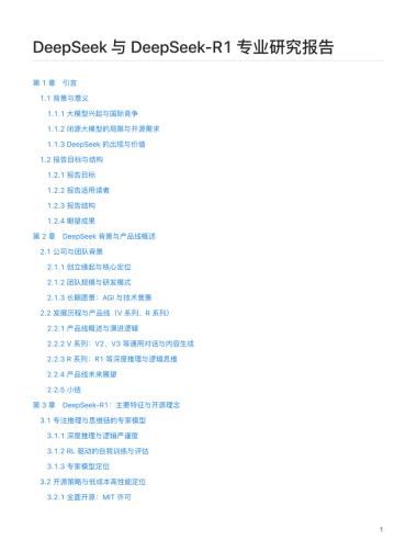 DeepSeek 与 DeepSeek-R1 专业研究报告