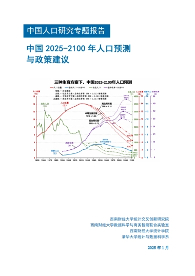 中国人口研究专题报告——中国2025-2100年人口预测与政策建议