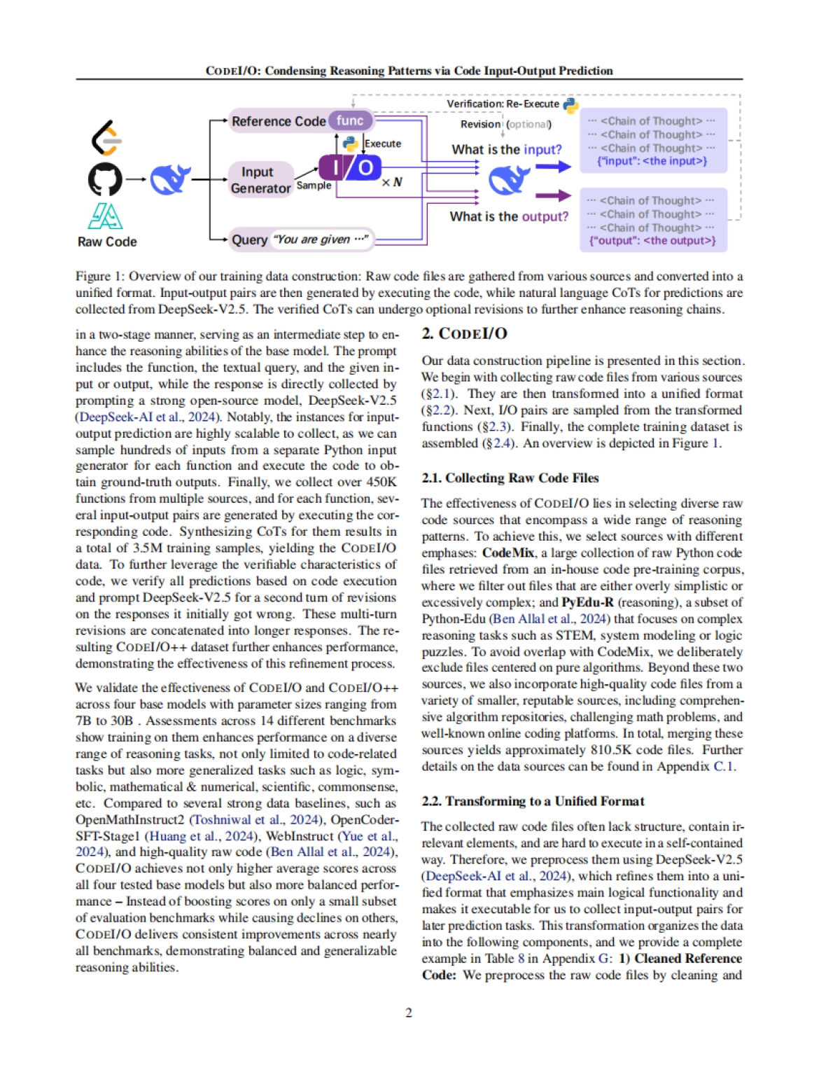 DeepSeek最新论文《CODEIO：通过代码输入输出预测凝练推理模式》（英文）_第2页