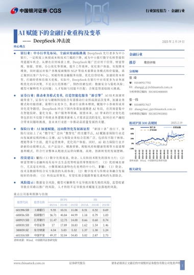 金融行业深度报告-Deepseek冲击波-AI赋能下的金融行业重构及变革