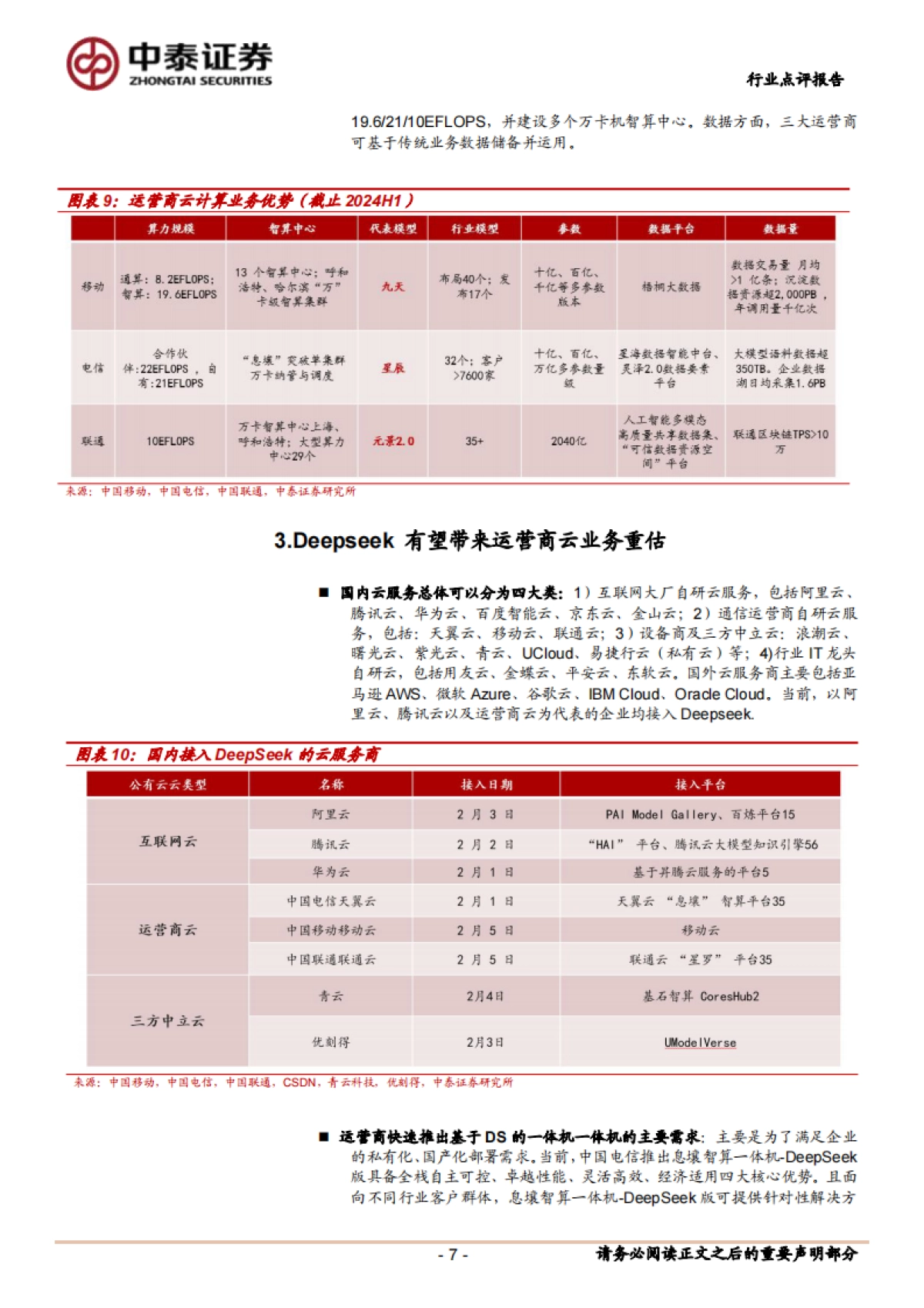 通信行业：Deepseek带来的运营商云与AIDC价值重估_第7页