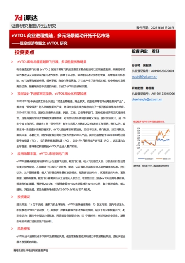 低空经济专题之eVTOL研究：eVTOL商业进程提速，多元场景驱动开拓千亿市场