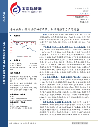 千味央厨（001215）：短期经营仍有承压，积极调整蓄力长远发展