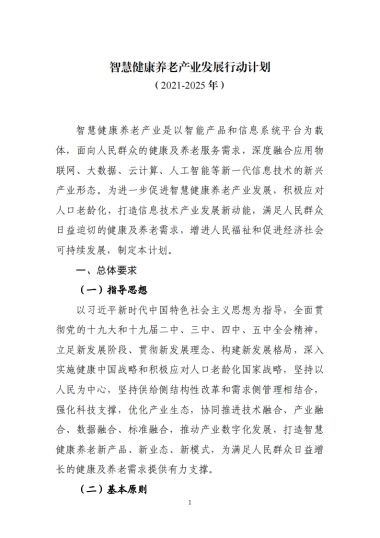 智慧健康养老产业发展行动计划（2021-2025年）