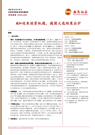 AI+迎来投资机遇，德国大选结果出炉