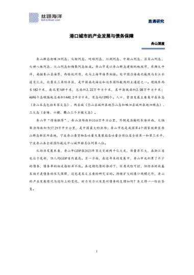 港口城市的产业发展与债务保障