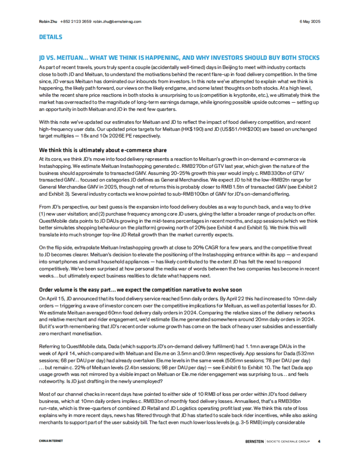 中国互联网外卖大战？表面是，实则不然-Bernstein_第4页