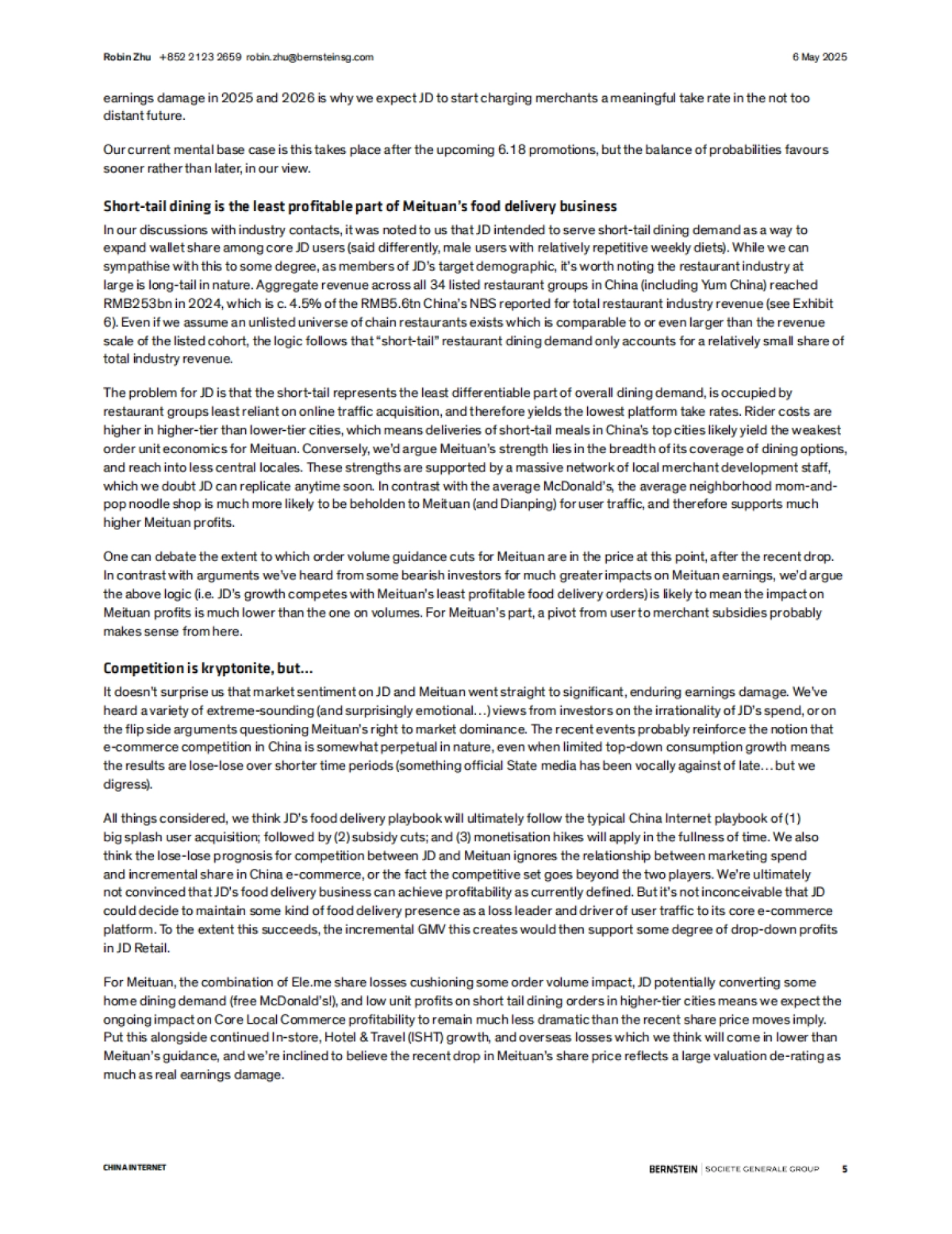 中国互联网外卖大战？表面是，实则不然-Bernstein_第5页