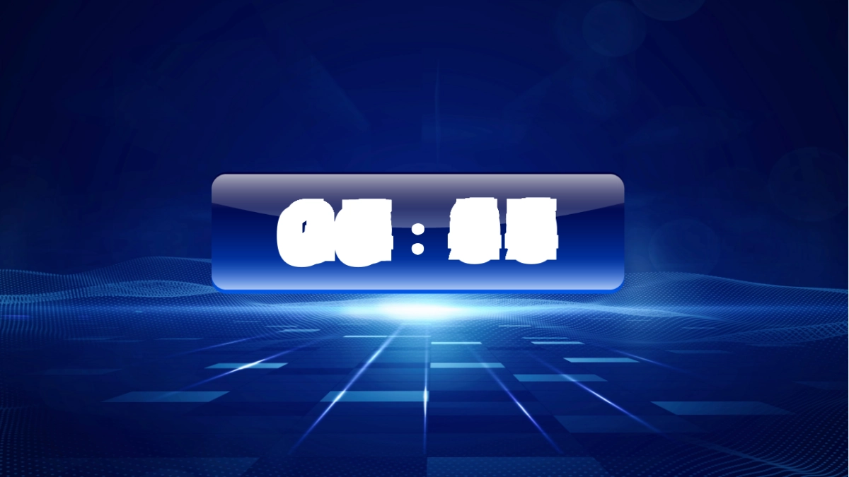 蓝色科技小闹钟数字PPT_第1页