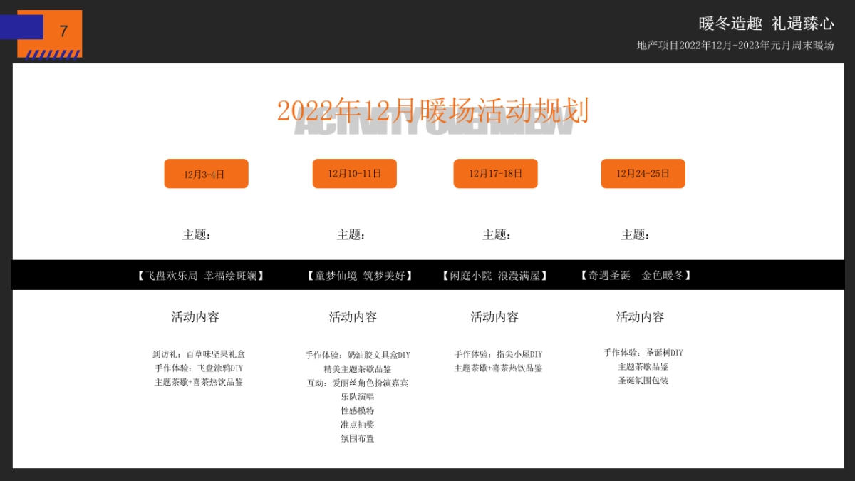 2022地产项目元月周末暖场“暖冬造趣 礼遇臻心”暖场活动策划方案_第7页