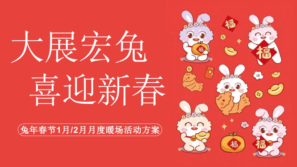 2023地产项目兔年春节1月2月月度暖场“大展宏兔 喜迎新春”活动策划方案_第1页