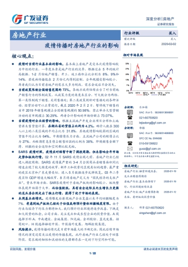 广发证券-疫情传播对房地产行业的影响