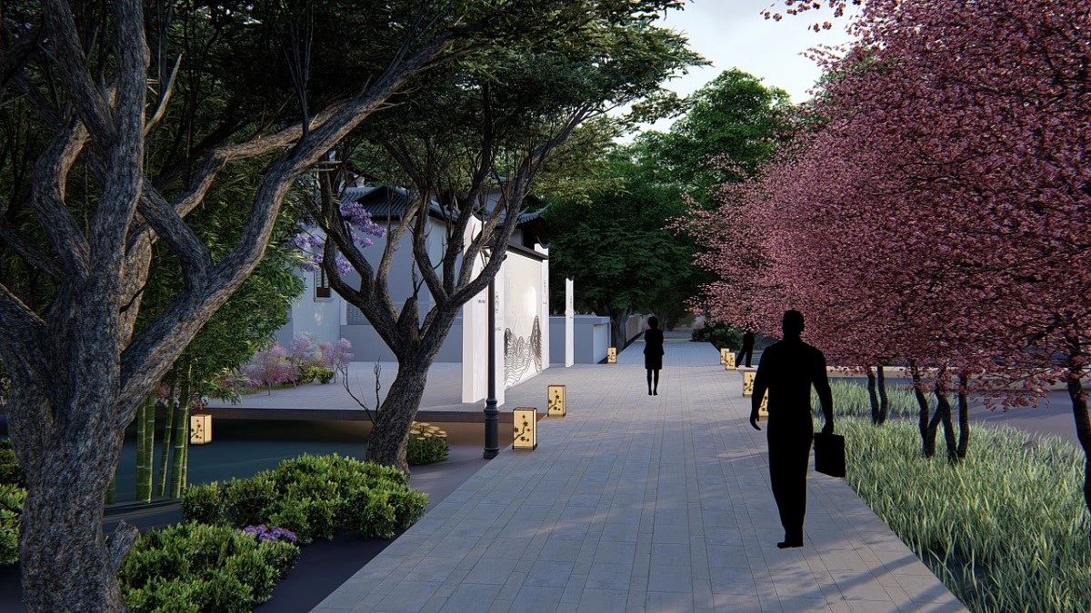 中铁地产售楼部室外中式风效果图_第1页