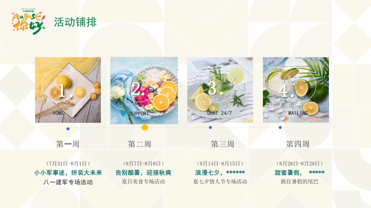 夏季8月月度暖场“房地产=暑假嘉年华·August你好”主题活动策划方案_第9页