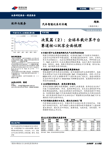 国信证券-汽车智能化系列专题：决策篇（2）：全球车载计算平台赛道核心玩家全面梳理