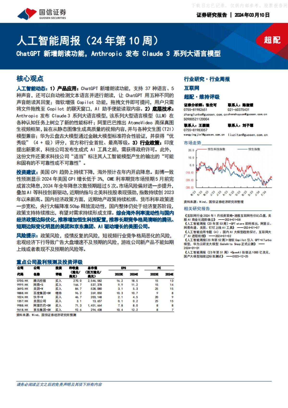 人工智能(24年)ChatGPT 新增朗读功能，Anthropic 发布Claude 3系列大语言模型_第1页