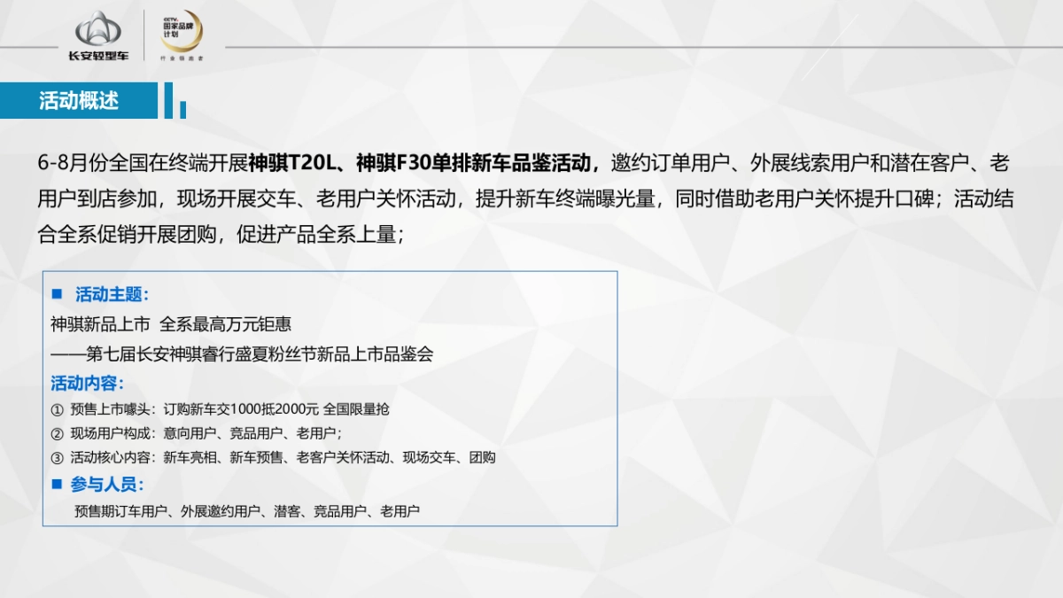 长安神骐睿行盛夏粉丝节新品上市品鉴会策划案_第2页
